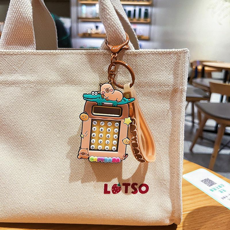2025 New Capibala Calculator Keychain Cute Cartoon Capybara Keychain Student Backpack Pendant School Season Small Gift