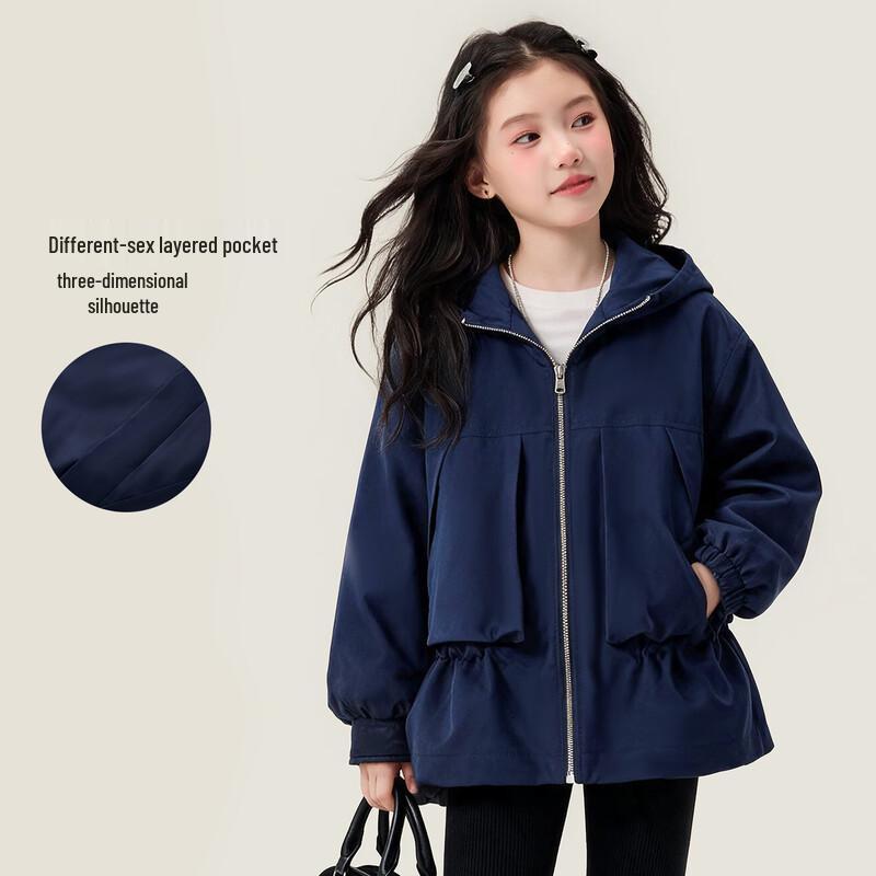 Yuanyuan Princess Girls' Winter Fleece-Lined Hooded Windbreaker