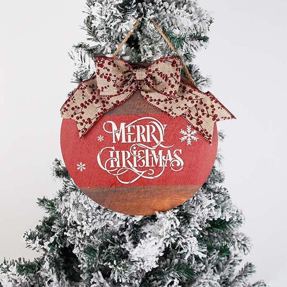 Bow Wooden Christmas Pendant Elk Christmas Door Decoration Shop Door Hanging Ornaments  Bar