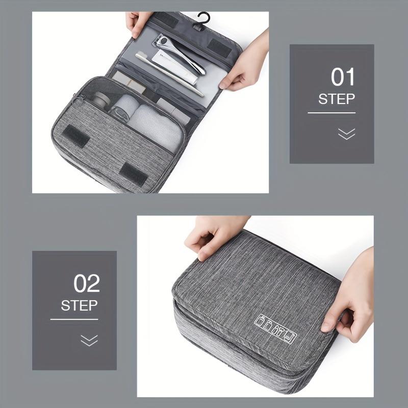 1Pc Foldable toilet bag, organizing bag, hanging bathroom cosmetic storage bag, travel dry wet separation cosmetic bag
