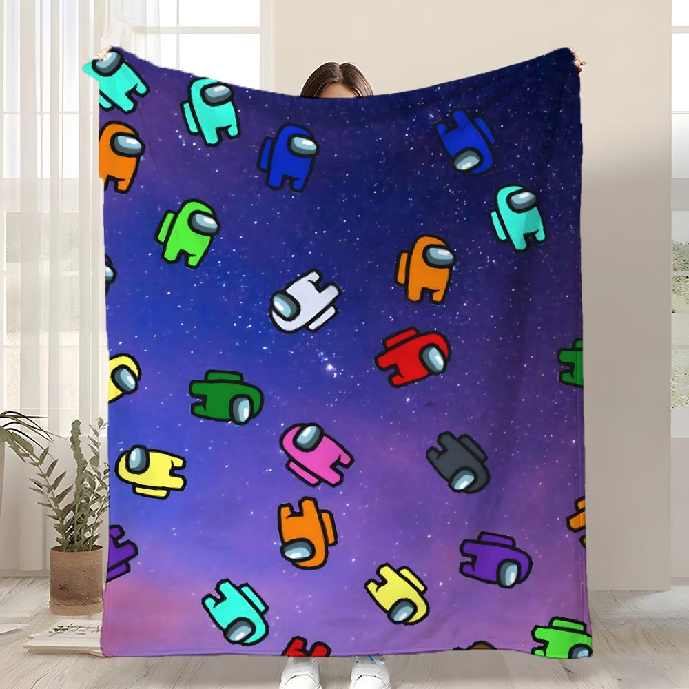 Game A-AMonG Us Throw Kid-Friendly Flannel Throw Blanket Soft Warm Anti-Static Washable All Season