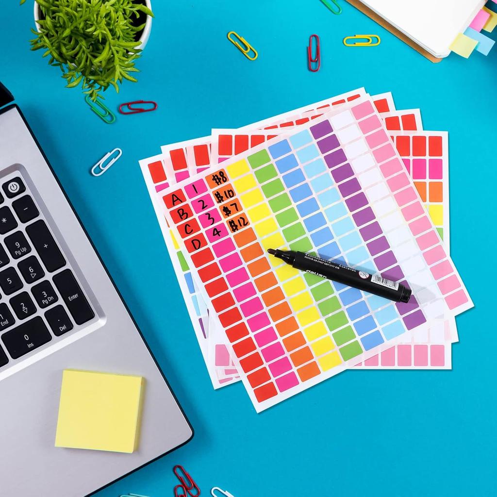 Tallew 2800Pieces 10 Color Coding Labels Rectangle Colored Stickers Assorted Removable Stickers for Classrooms Offices Labeling Marking(0.5" X 0.75")