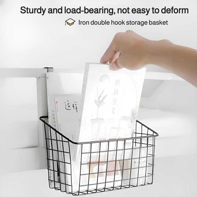 Hanging Door Rear Rack Grid Storage Basket with Hook Bathroom Kitchen Balcony Cabinet Door Rack Hanging Basket Storage Organizer
