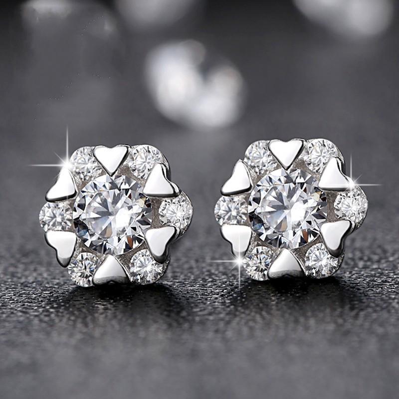 Korean Rhinestone Snowflake Christmas Stud Earrings