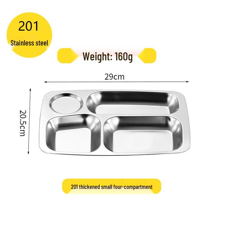 Four-Compartment Stainless Steel Lunch Tray