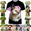 Summer Round Neck 3D Cat Pattern Printed Top Fashionable Casual Short Sleeved Children's Boy and Children's Girl Kids Unisex T-shirts