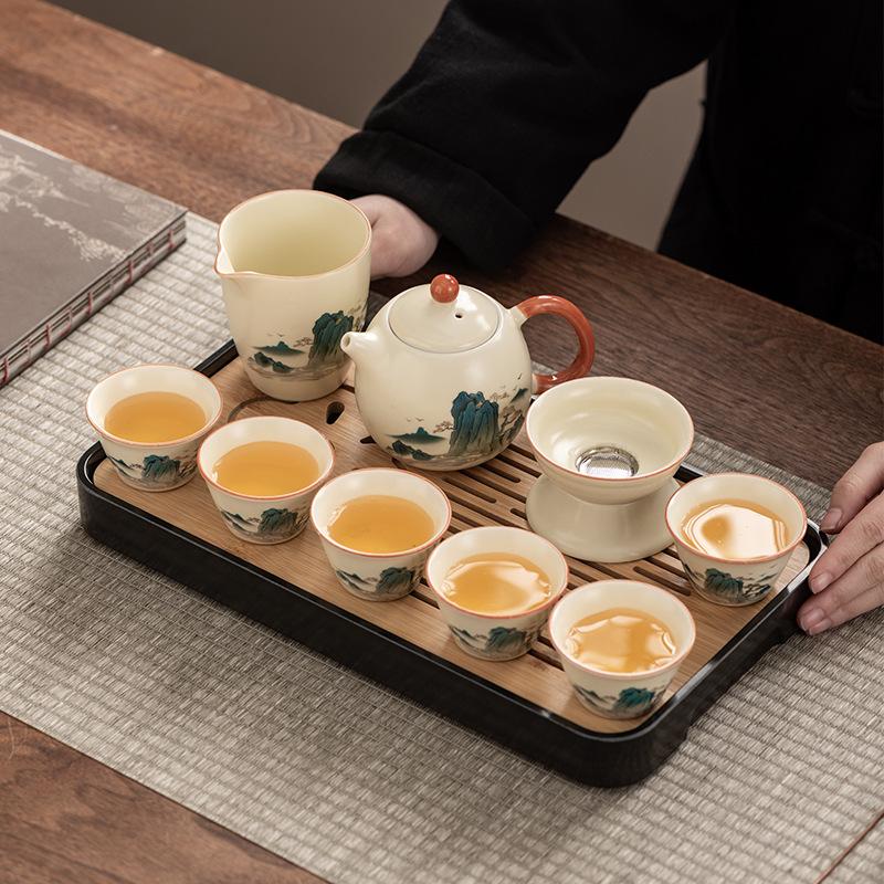 Dragon Egg Teapot Huang Ru Kiln Travel Kung Fu Tea Set Household Portable Teacup Teapot Light Luxury Business Gifts