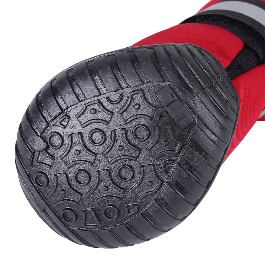 4-teiliges Set, wasserdichte Hundeschuhe, rutschfeste Schutzstiefel für große Hunde, Rot, L