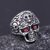 Everyday Party Jewelry Gifts Commuter Stainless Steel Polished Skull Ring Red Eye Ring Unisex