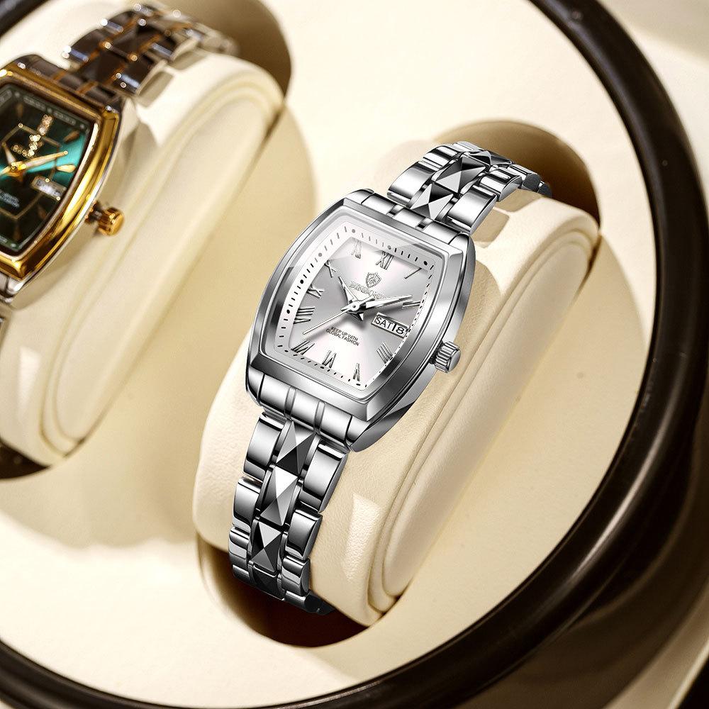 

Light Luxury Brand New Women Watch Business High quality Steel Strip Waterproof Calendar Ladies Fashion Quartz Wristwatches gift срібний