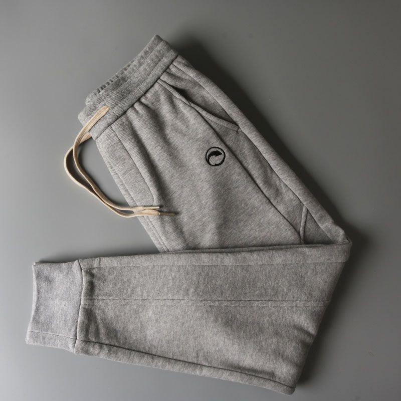 Men's Casual Thickened Fleece Jogger Pants for Export, Autumn and Winter Loose Fit Trendy Brand Cuffed Pants