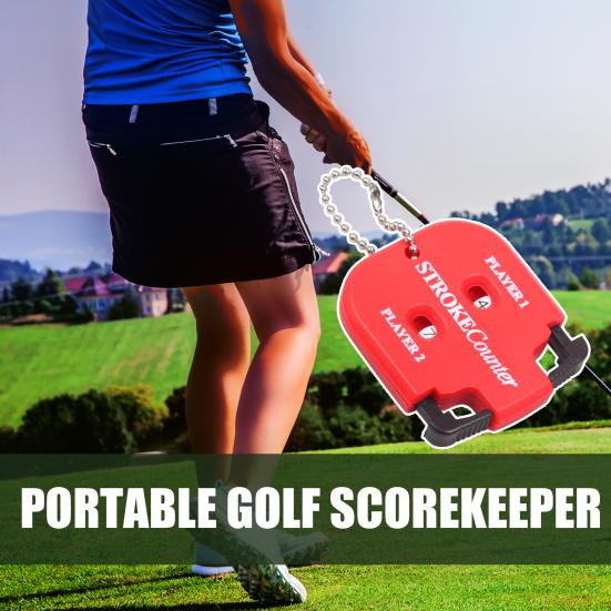 Portable Golf Score Counter Clicker, 2 Player Stroke Counter Scorer Indicator, Mini Square Score Keeper for Golf Training Competitions & Games