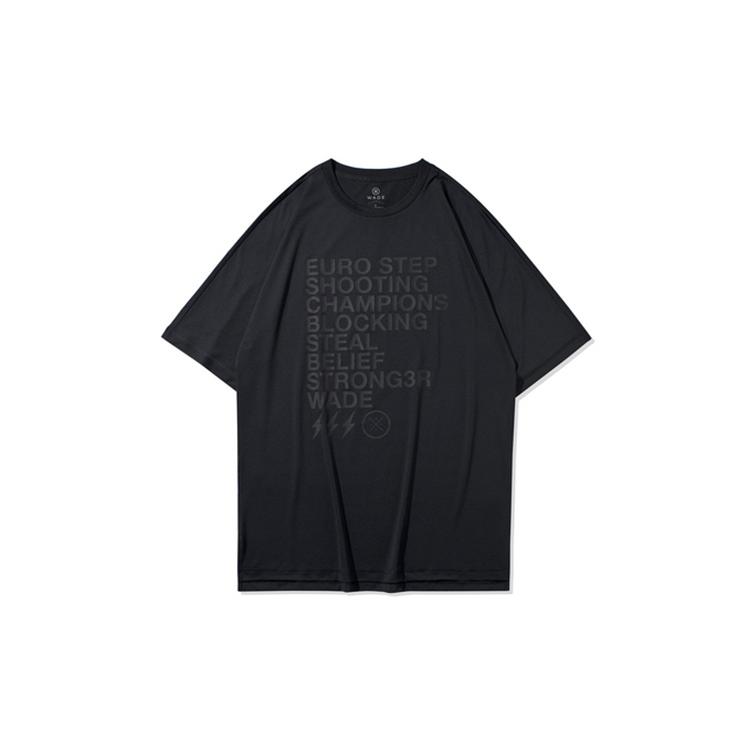 Li Ning Wade Collection T Shirts Men's Black Crew Neck Moderate Other ATSQ089-1