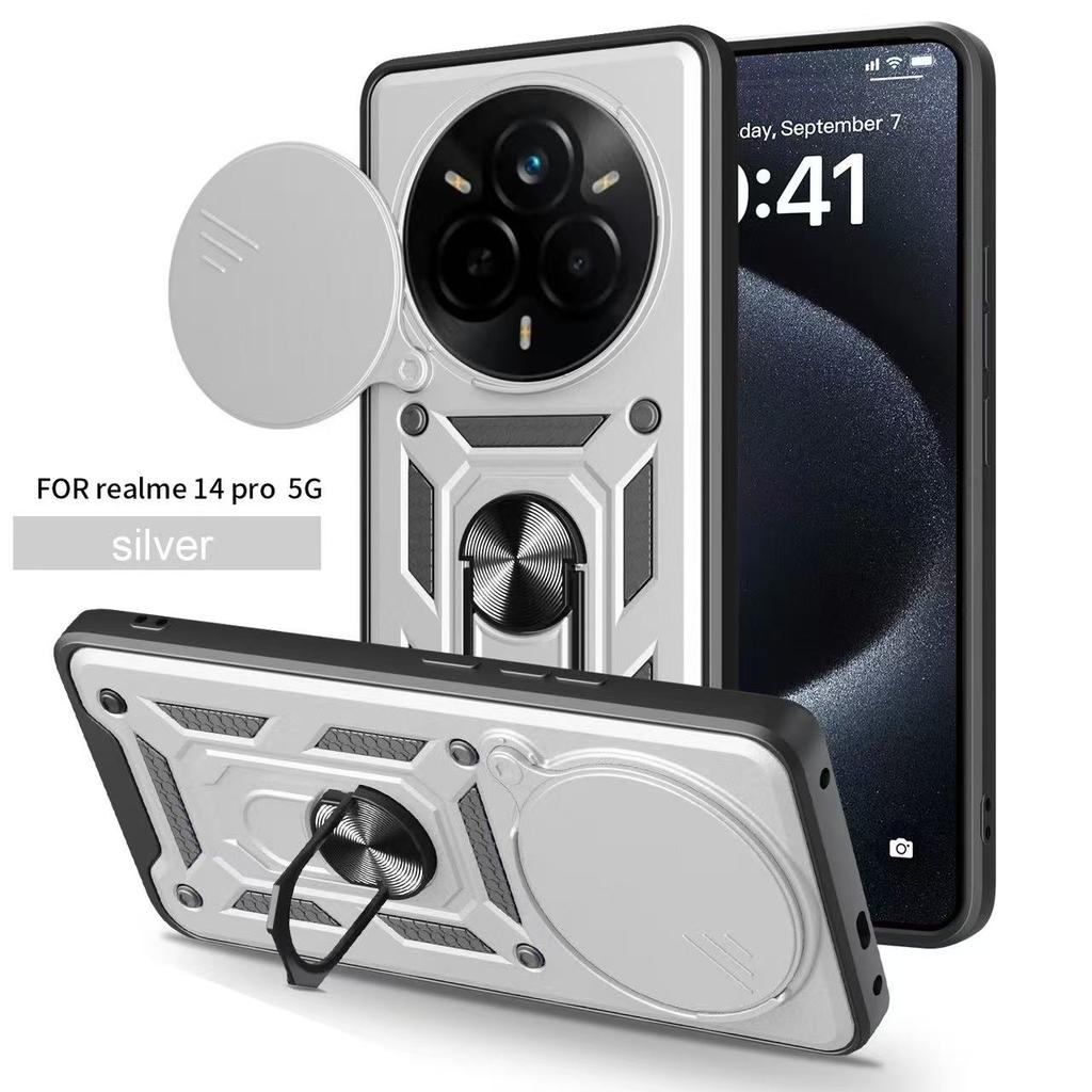 Case for Redmi Note 14 Pro Plus Ring Holder Stand Car Magnetic  Armor Shockproof for Redmi 14C 14R Sliding Lens Protective Cover