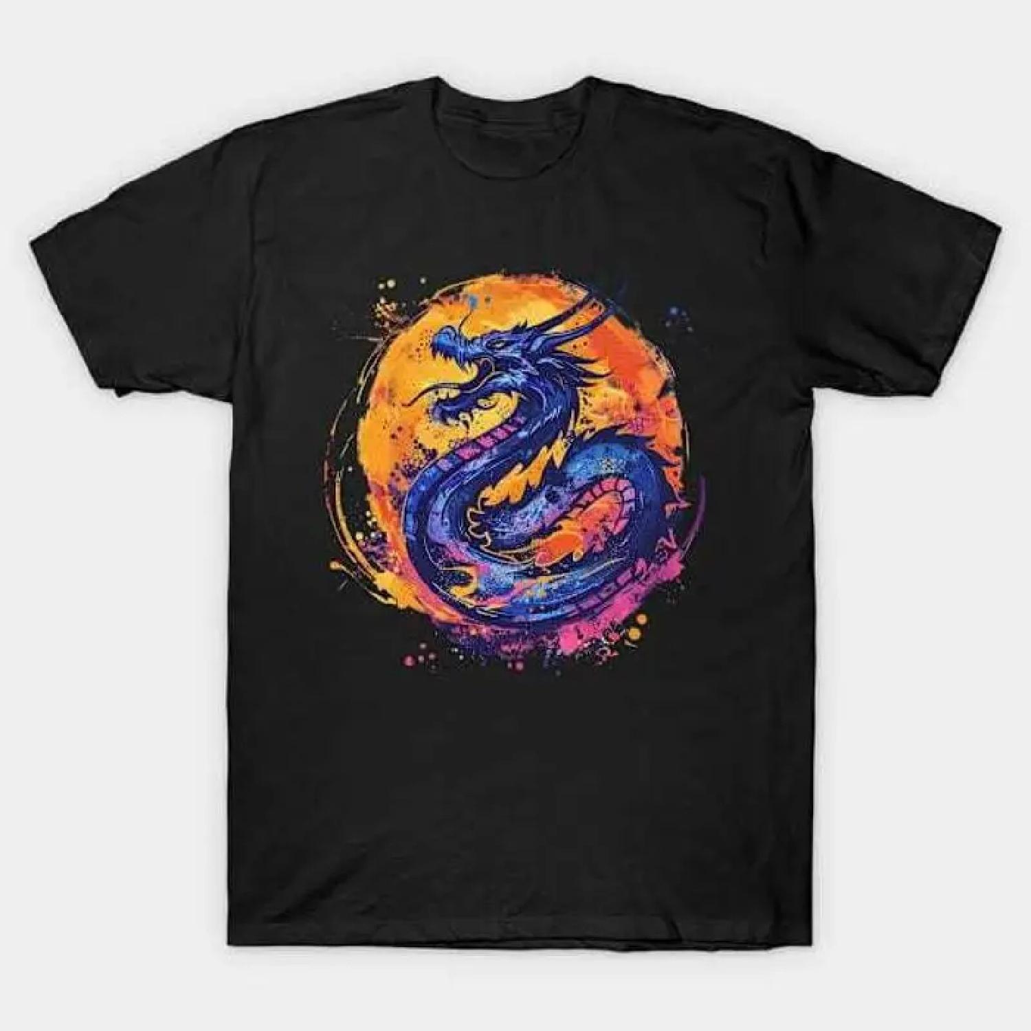 Blue dragon watercolor T Shirt S 5XL Fast Shipping S