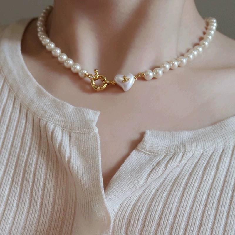 Empress Dowager's Pearl Saturn Necklace & Luxe Stud Earrings Set