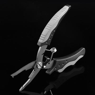 Stainless Steel Titanium Plated Fishing Pliers Serrated Blade Dyneema Fish Line Scissors Hooks Remover With Clamp Sleeve