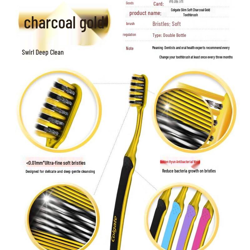Colgate Slim Soft Binchotan Charcoal Gold Toothbrush