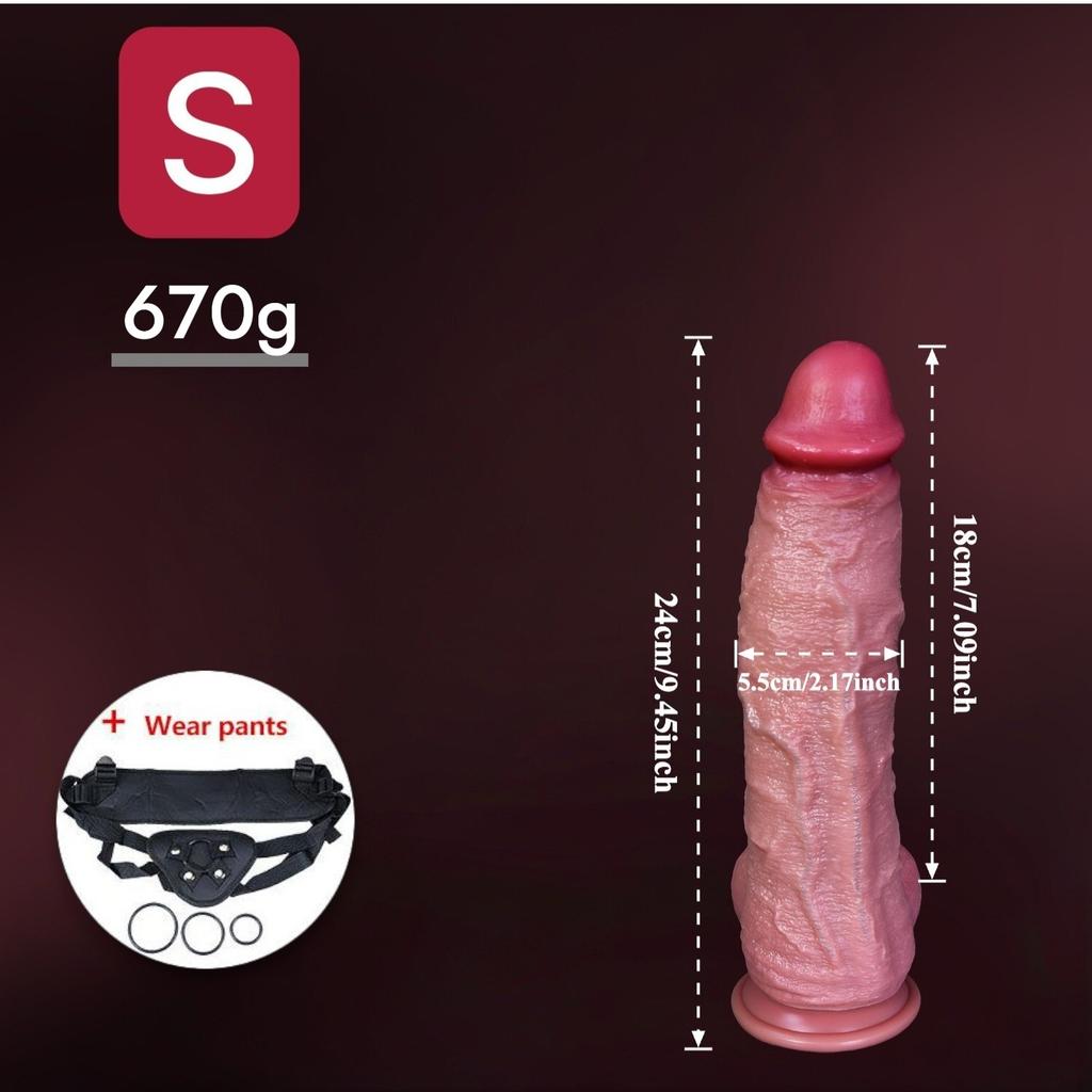 Extra Large Realistic Liquid Silicone Dildo, S/L/XL/XXL Sizes, Thick Soft Skin-Like Texture with Strong Suction Cup, Hands-Free Adult Toy