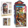 Edo Sakura Journey DIY Book Nook Kit with LED Lights 3D Wooden Puzzle Bookshelf Cherry Blossom Bookend Decor for Adults and Great Gift for Holidays