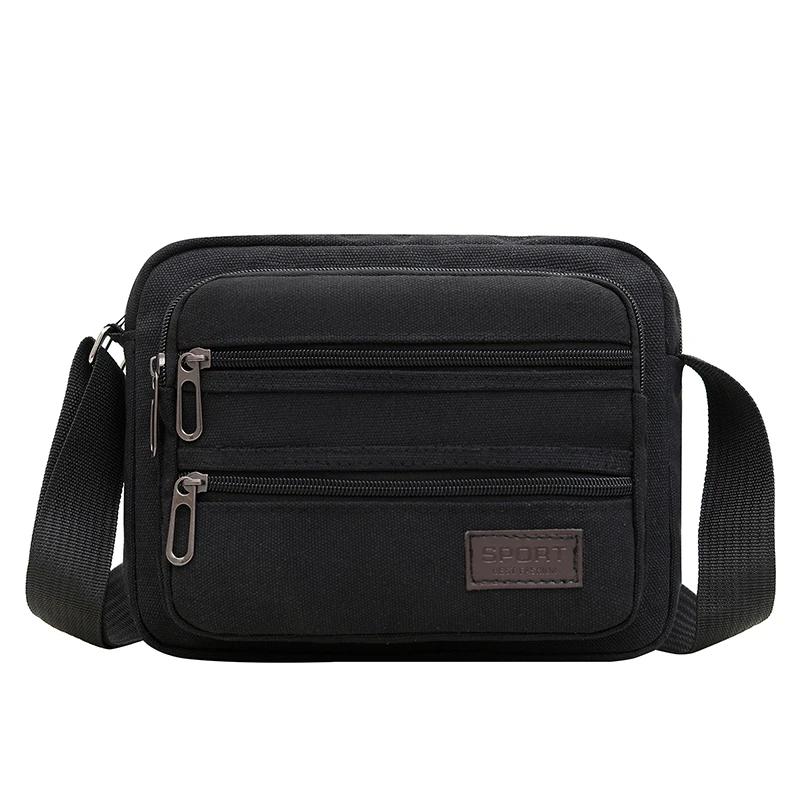 WTEMPO Retro Simple Couple Canvas Commuting Bags Casual Versatile Multi-layered Crossbody Bags Wear-resistant Zipper Single-shoulder Bags