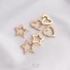 14K Gold-Filled Peach Heart Pentagram Spring Clasp Pendant for DIY Jewelry Necklace.