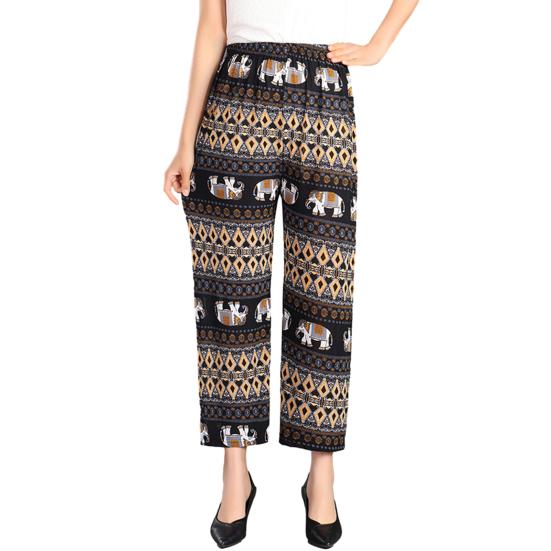 

Женские брюки с принтом слона, удобные широкие брюки с эластичной талией, брюки-палаццо для летнего пляжного отдыха