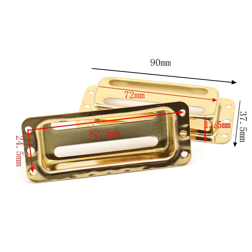 2Pcs Guitar Pickup Cover Two Slot Metal Case Brass Humbuckers For Electric Guitars Goldsliver
