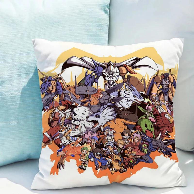 Pillowcase 45*45 D-digimon Ornamental Pillows for Living Room Cushion Covers 45x45 Pillow Hugs Fall Decoration Lounge Chairs