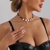 Stylish Summer Colored Crystal Love White Fritillary Design Sense Holiday Style Cream Sweet Sister Necklace