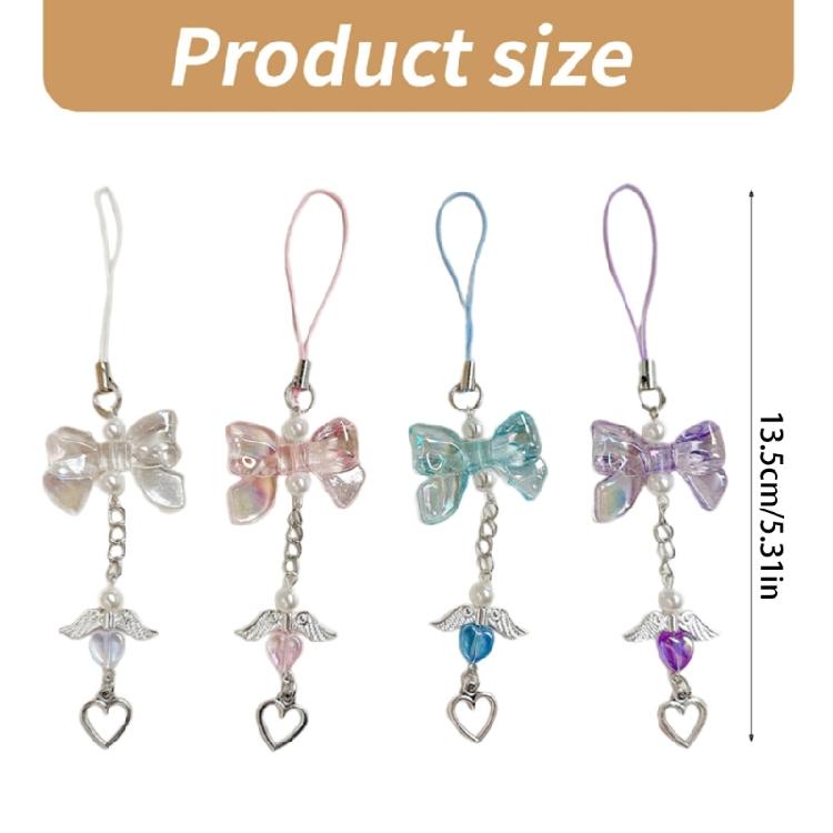 Stylish Heart Phone Charm Fashion Phone Lanyard Unique Bag Accessories Bowknot Phone Jewelry Suitable for Fashion Lover