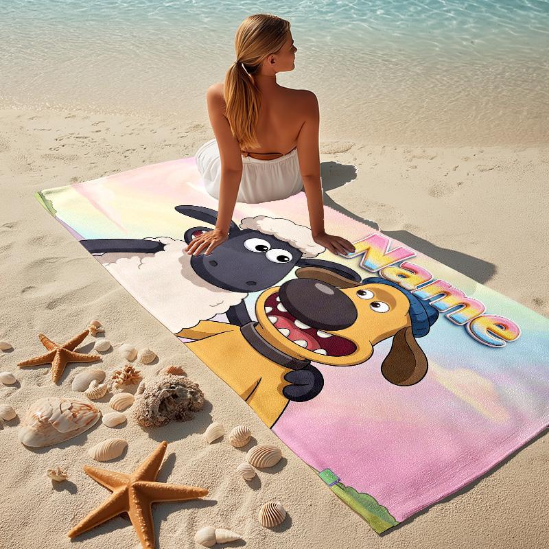 Custom Name Sheep Dog Stylish printed beach towel,a quick-drying, absorbent mat suitable for the beach, pool, gym, and travel fans gift