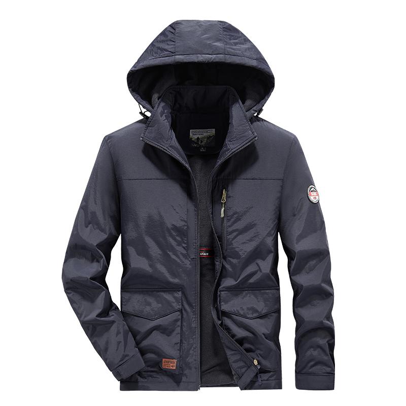 Veste courte chaude à capuche pour homme hiver zippée à poches vêtements de travail de sport et de loisirs en plein air veste en coton coupe-vent