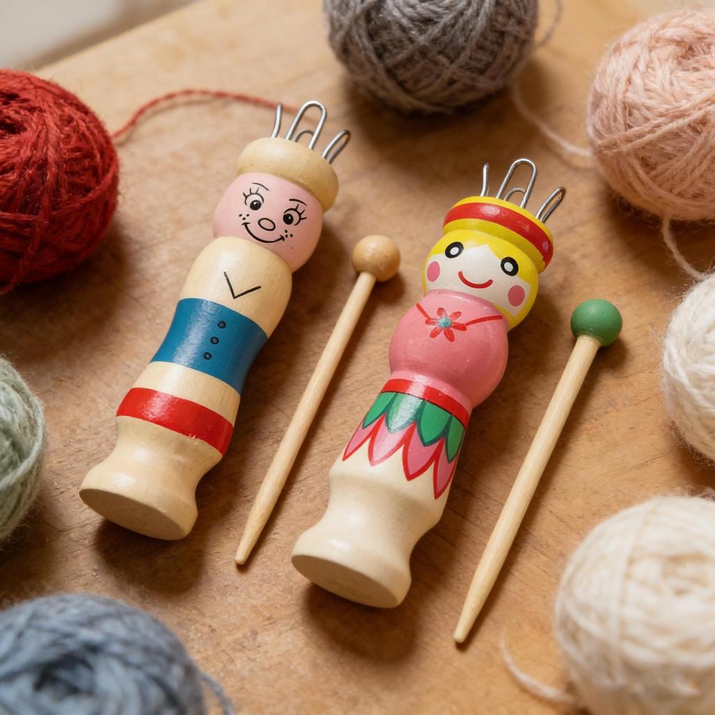 Weaving Tools Cute Doll Design Making Gadgets Wood Weaving Tools for Bracelet Rope Ornament Grandma Lover Adult Beginner