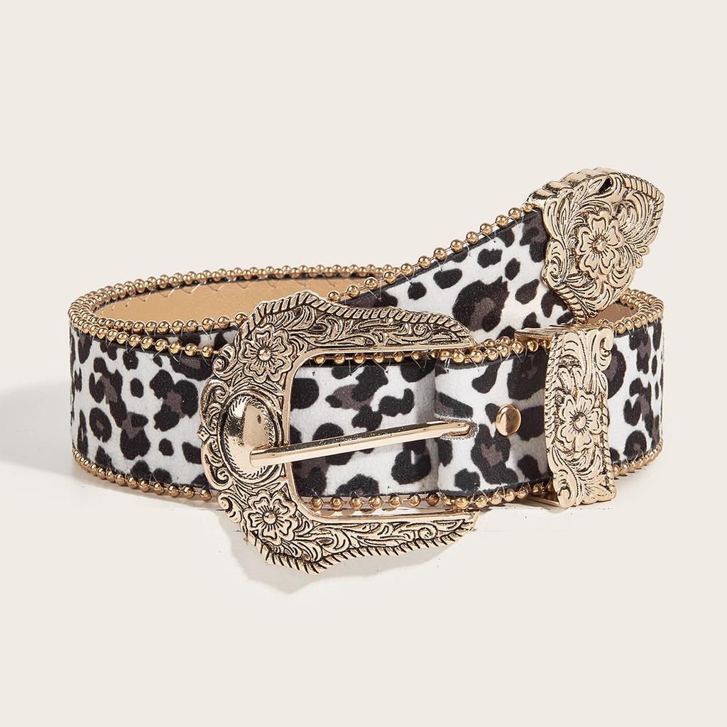 Leopard Print Belt Women'S American Retro Decorative Wind Belt Subcultural Belt Wide Waist Seal