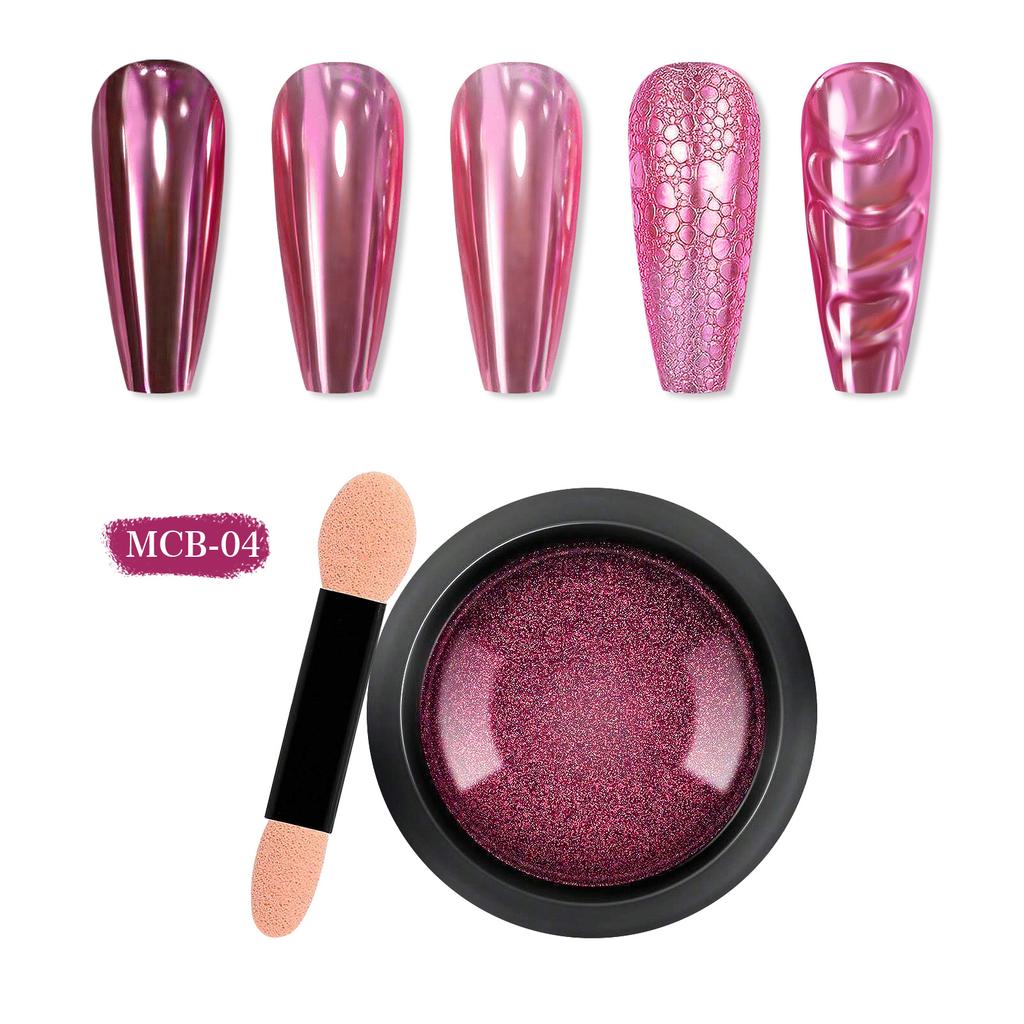 Nail Art Titanpulver, Spiegelmehl, einfarbig, galvanisch, magisches Spiegelpulver, Nail Art Glitter Mcb Set