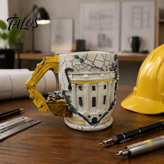 Novelty Birthday Gift for Him Creative Excavator Shape Mug, with Ergonomic Handle, Resin Retro Texture Drinkware, Construction 450ml Capacity, Unique