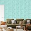 Polynesian Geometric Pattern Wallpaper Mint and Sea 50x1000