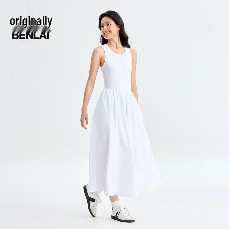 

BENLAI Women s Sleeveless Patchwork A-Line Dress M