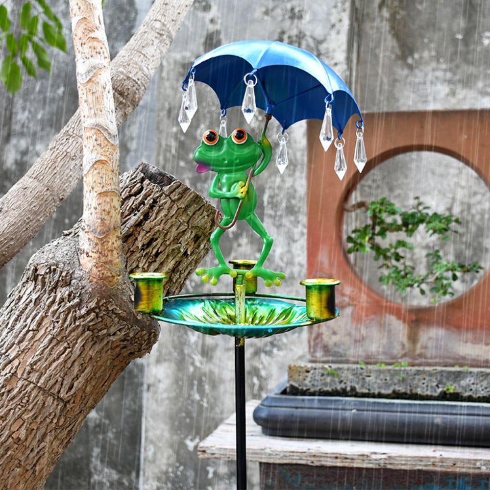 Cute Frog Shaped Bird Feeder Iron Bird Feeding Dish Garden Decoration Bird Water Bowl  Parrot