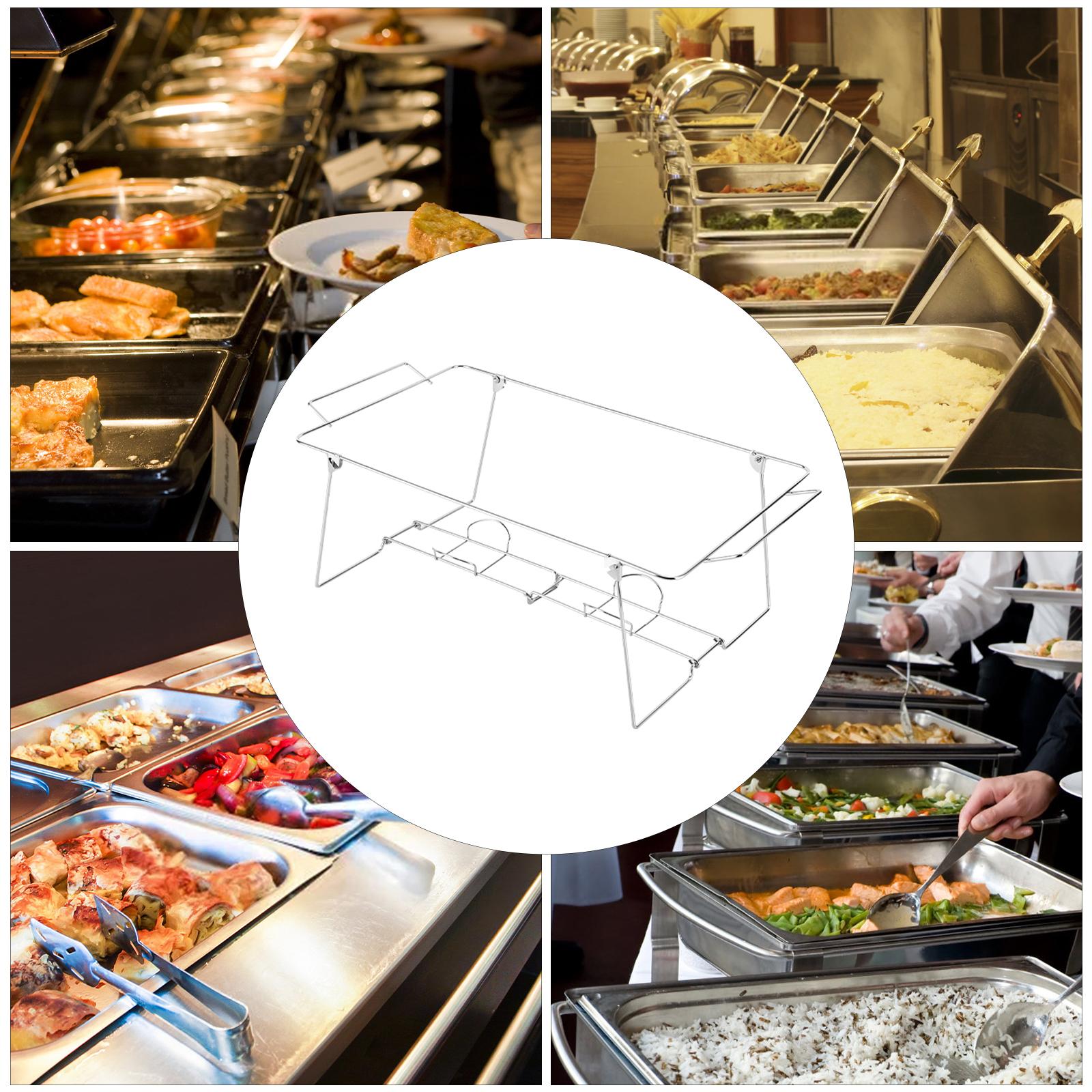 

12-Pack Foldable Buffet Plate Racks, Stackable Chafing Dish Holders, Food Warming Trays for Catering, Portable Serving Stands срібний
