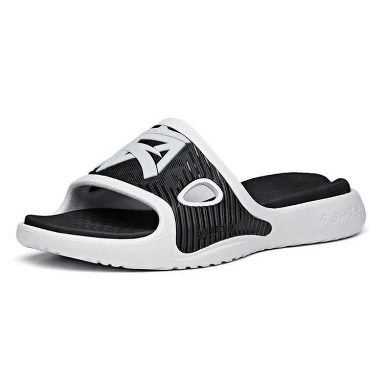 Anta Comfortable Durable Rubber Sole Slide Sandals Men Footwear Black White 112131801-3