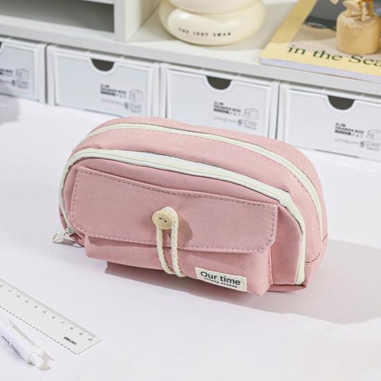 Retro Pencil Bag Multi-Compartment Canvas Pencil Case Large Capacity Pen Pouch Stationery Organizer for Students Boys Girls