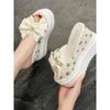 Fashion 12CM Summer Women Butterfly-knot Slippers Flip-Flops Beach Shoes Wedge Heels Slides Woman Platform Slippers  Outside Sandals