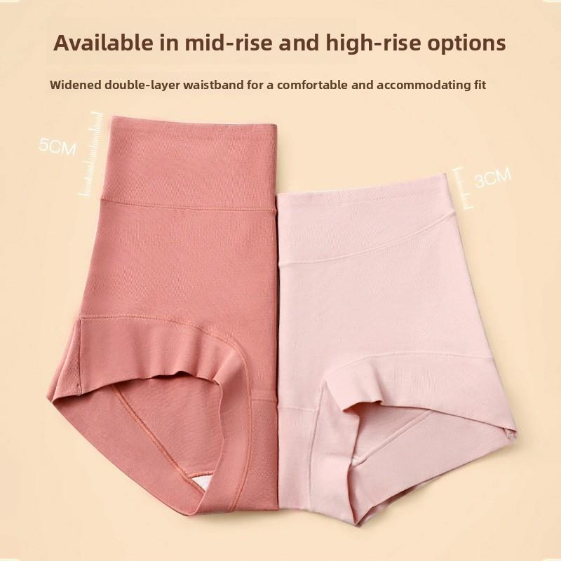 Plus Size Lady Spring and Autumn Cotton High Waist Antibacterial Comfortable Widened Non Mark Breathable Flat Angle Briefs