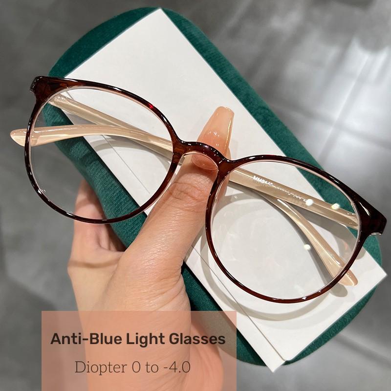 

Очки для близорукости с защитой от синего света для очков Wowen Round Finished Vintage Clear Lens для близорукости с диоптрией от 0 до -4,0