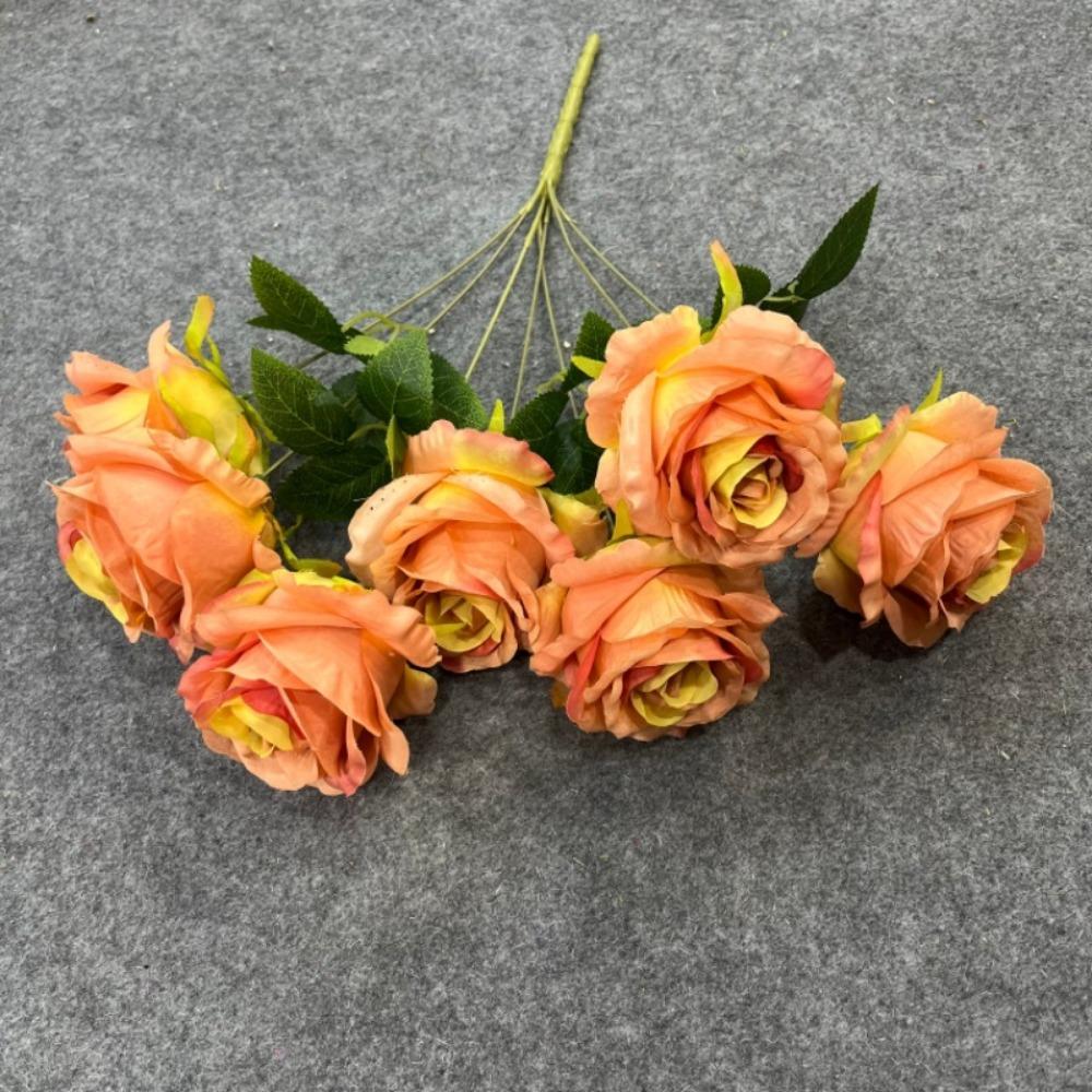 

7 Heads Real Happy Rose Flower 9 Colors Photography Photo Gift Valentine s Day Flowers Mini Rose Flowers Decorative жёлтый