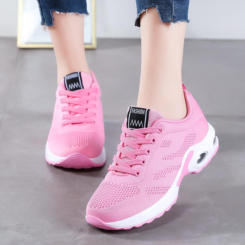 2025 Foreign Trade New Spring and Autumn Air Cushion Elderly Shoes Women's Flying Woven Breathable Mesh Sports Women's Shoes Casual Running Shoes