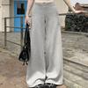 Graue Lässige Hose im Lazy Style Sporthose Weitbeinige Hose Damen Sommer Neu Niedrige Taille Locker Gerade Hose Bodenlange Hose
