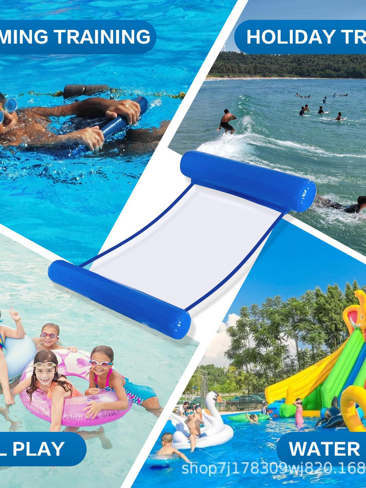 Foldable Inflatable Pool Hammock with Backrest, Dual-Use Floating Mat  Water Lounger Without Small Hand Air Pump красный